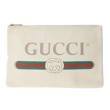 gucci gucci印刷白色500984男女通用的离合器袋ab rank used ginzo