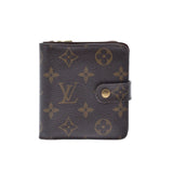 LOUIS VUITTON ルイヴィトン モノグラム コンパクトジップ  ブラウン M61667 ユニセックス モノグラムキャンバス 二つ折り財布 Bランク 中古 銀蔵