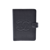CHANEL Chanel Coco Mark Black Gold Bracket Unisex Cabia Skin Notebook Cover A Rank used Ginzo