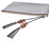 GUCCI グッチ バンブー タッセル アウトレット グレー 449652 ユニセックス カーフ クラッチバッグ Aランク 中古 銀蔵