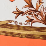 HERMES エルメス カレ90 ガヴァルニー圏谷の押し花 白×オレンジ レディース シルク100％ スカーフ Bランク 中古 銀蔵