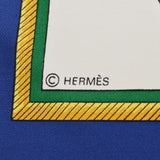 HERMES エルメス カレ90 折りたたみ式幌の馬車 白×青 レディース シルク100％ スカーフ Bランク 中古 銀蔵