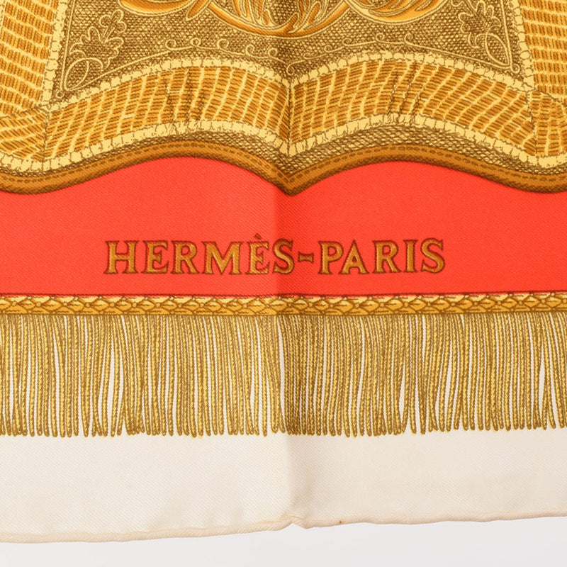 約87×89cmレッド【美品】エルメス HERMES カレ サーベル飾り袋 スカーフ ヴィンテージ