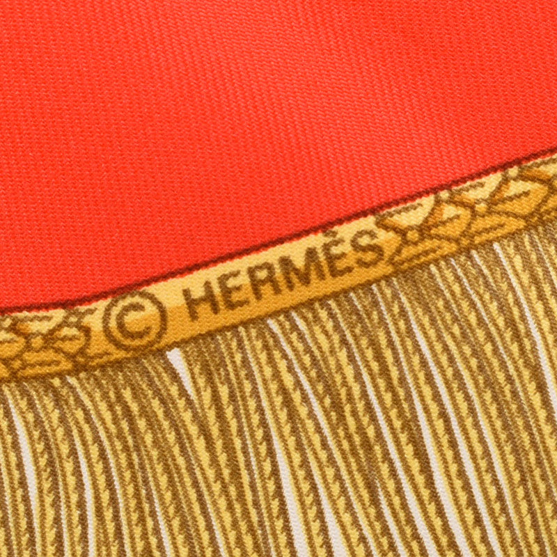 エルメスカレ90 サーベル飾り袋 白×ゴールド×赤 レディース スカーフ ...