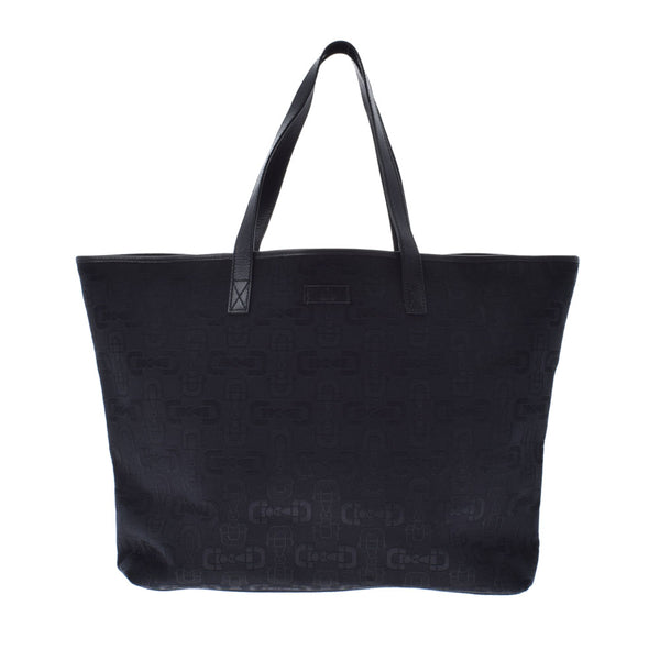 GUCCI Gucci Hose Bit Pattern Outlet Black 238696 Ladies Canvas Tote Bag AB Rank used Ginzo