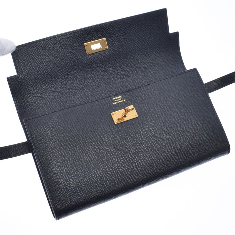 HERMES Hermes Hermes Kelly Wallet Black Gold Bracket D engraved (around 2019) Ladies Epson Long Wallet A Rank used Ginzo