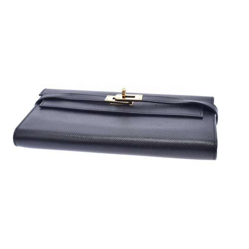 HERMES Hermes Hermes Kelly Wallet Black Gold Bracket D engraved (around 2019) Ladies Epson Long Wallet A Rank used Ginzo