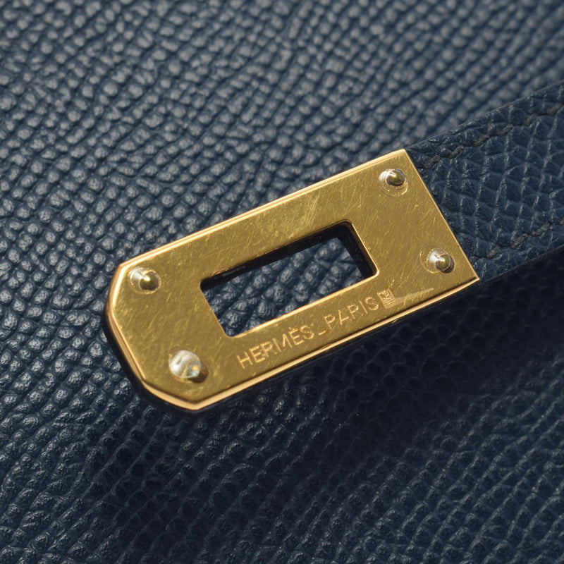 HERMES Hermes Hermes Kelly Wallet Navy Gold Bracket □ P engraved (around 2012) Unisex Vo Epson Long Wallet AB Rank Used Ginzo