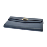 HERMES Hermes Hermes Kelly Wallet Navy Gold Bracket □ P engraved (around 2012) Unisex Vo Epson Long Wallet AB Rank Used Ginzo