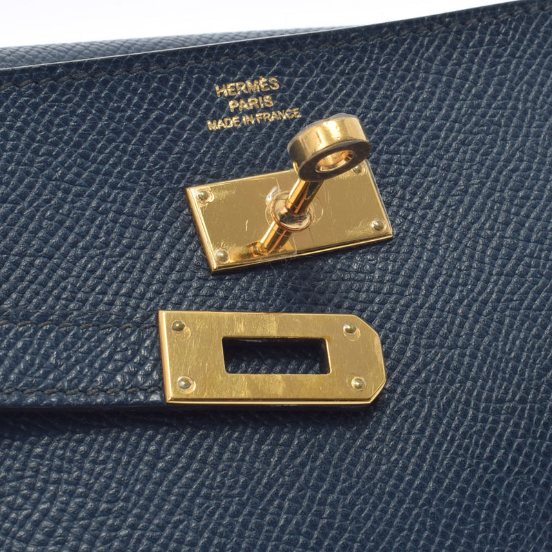 HERMES Hermes Hermes Kelly Wallet Navy Gold Bracket □ P engraved (around 2012) Unisex Vo Epson Long Wallet AB Rank Used Ginzo