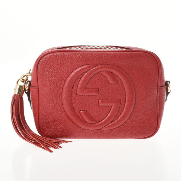 GUCCI Gucci Saw Ho Smile Disco Red Gold Bracket 308364 Ladies Calf Shoulder Bag AB Rank Used Ginzo