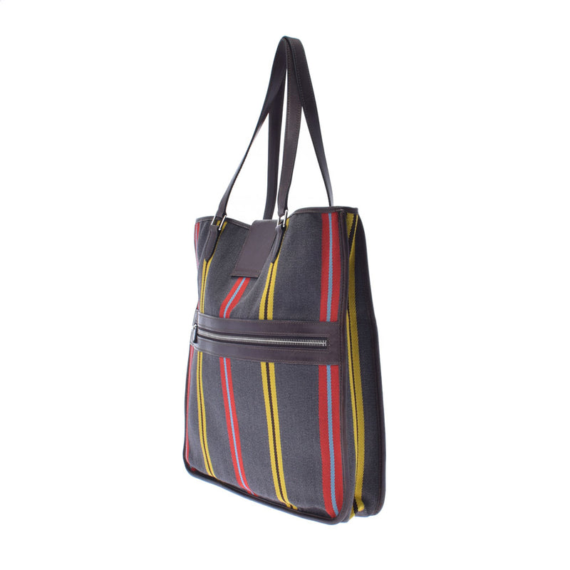 HERMES Hermes Jumping Cabas Gray/Red/Yellow/Blue Silver Bracket □ K -engraved (around 2007) Unisex Towalkazak Tote Bag B Rank used Ginzo