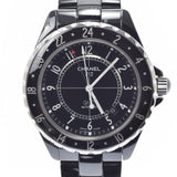 CHANEL シャネル J12 42mm クロノ GMT H2012 メンズ 黒セラミック/SS 腕時計 自動巻き 黒文字盤 Aランク 中古 銀蔵