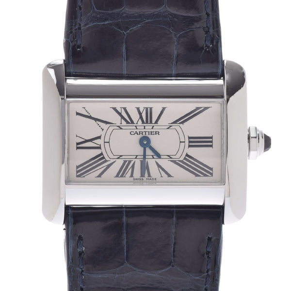 Cartier Cartier Tank Divan Mini W6300255女士SS/皮革表格石英白色拨号阵列二手Ginzo