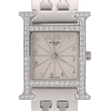 HERMES Hermes H Watch Lambusis Bezel Diamond HH1.230 Ladies SS Watch Quartz White Dial A Rank Used Ginzo