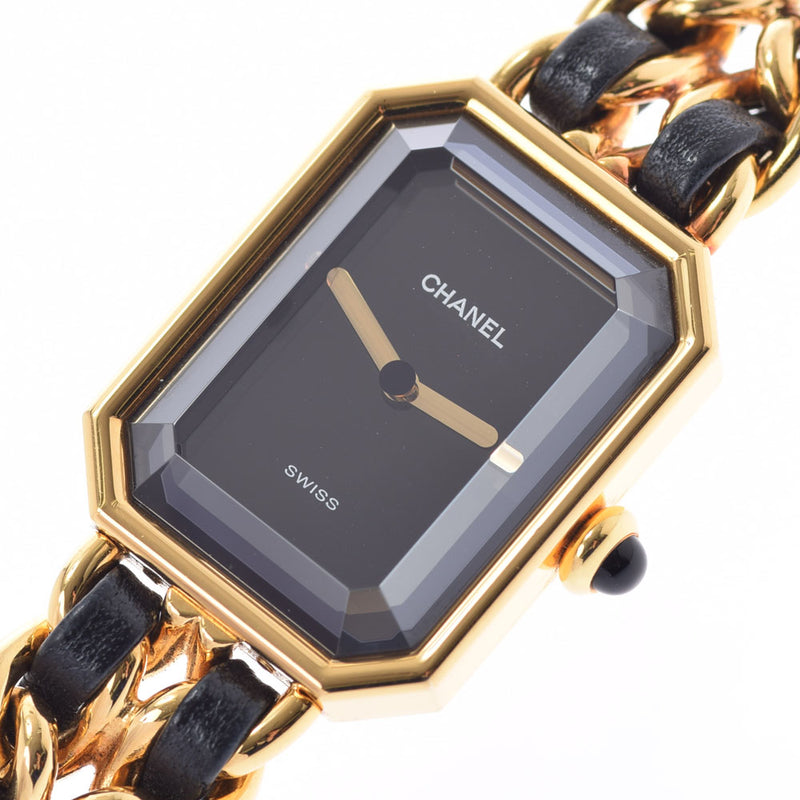 CHANEL Chanel Premiere Size L Ladies GP/Leather Watch Quartz Black Dial A Rank used Ginzo