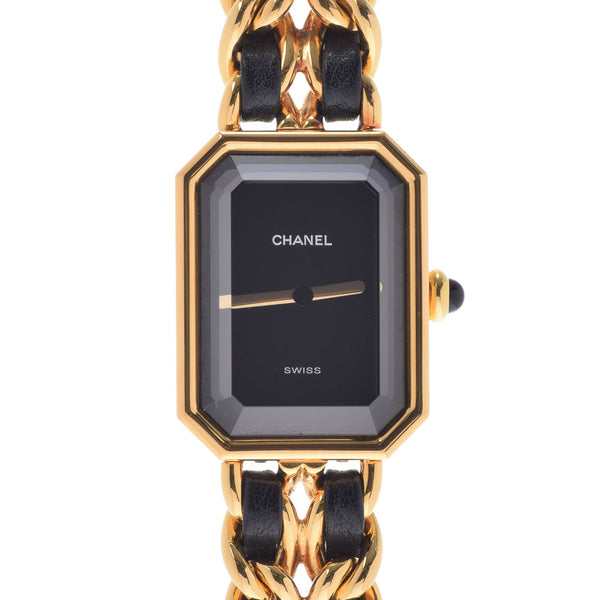 CHANEL Chanel Premiere Size L Ladies GP/Leather Watch Quartz Black Dial A Rank used Ginzo