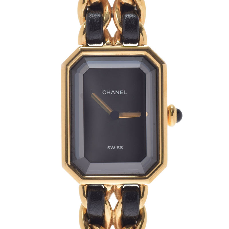 香奈儿香奈儿（Chanel Chanel Chanel）首映尺寸L女士GP/Leather Watch Quartz Black Dis A Rank二手Ginzo