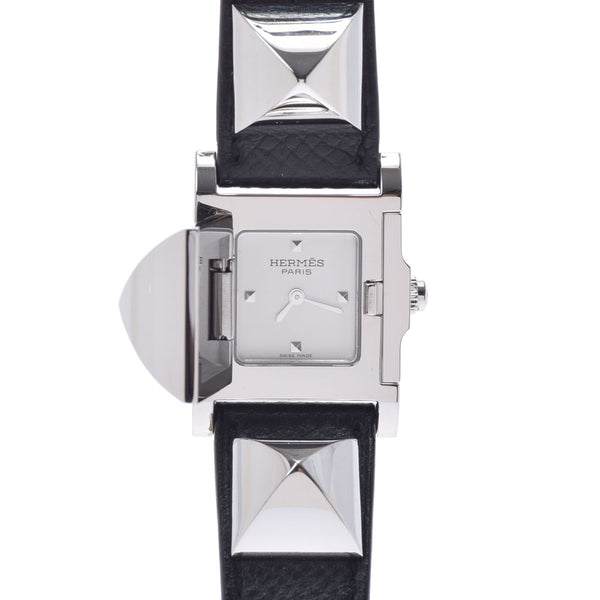 HERMES Hermes Medor ME3.210 Ladies SS/Leather Watch Quartz Silver Dial A Rank used Ginzo