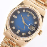 ROLEX Rolex Day Date 10P Diamond 118238A Men's YG Watch Automatic Blue Gradation Dial A Rank used Ginzo