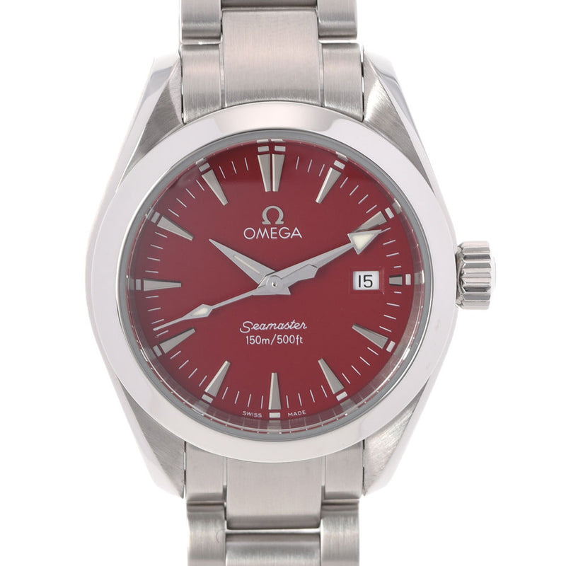 Omega Omega Sea Master Aqua Terra 2577.60女士SS Watch Quartz Red Dial A等级使用Ginzo