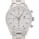 TAG HEUER Taghoier Carrella Chronograph Calibur 1887 CAR2111.BA0720 Men's SS Watch Automatic Wramed White Dial A Rank used Ginzo