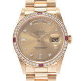 ROLEX Rolex Day Date Besel Diamond/4P Ruby 18378A Men's YG Watch Automatic Champagne Dial A Rank Used Ginzo