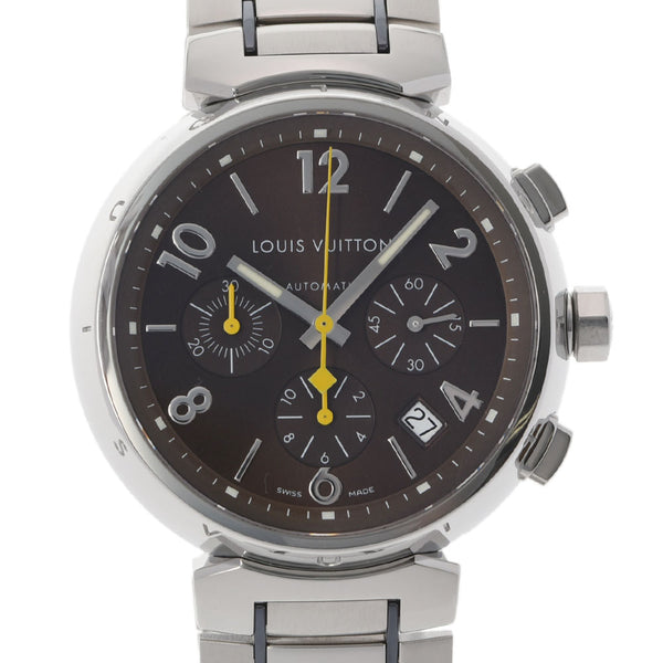 LOUIS VUITTON Louis Vuitton Tambour Chrono Q1121 Men's SS Watch Automatic Brown Dial A Rank used Ginzo