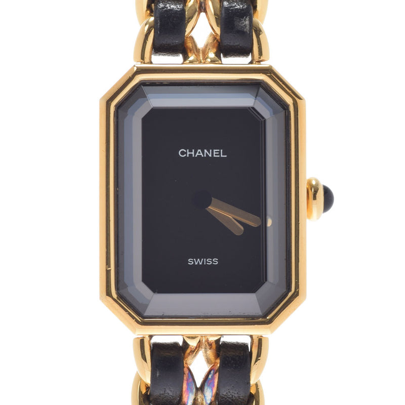 CHANEL Chanel Premiere Size M Ladies GP/Leather Watch Quartz Black Dial A Rank used Ginzo