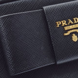 PRADA プラダ リボンモチーフ ミニ 黒 ゴールド金具 レディース サフィアーノ ショルダーバッグ Aランク 中古 銀蔵