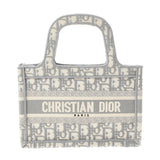 Christian DIOR Christian Dior Book Book Bag Mini Embroy Dary White/Gray Ladies Canvas Handbag A Rank used Ginzo