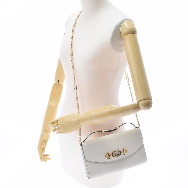GUCCI Gucci Zui 2WAY Chain Ivory Gold Bracket 572375 Unisex Calf Shoulder Bag New Used Ginzo