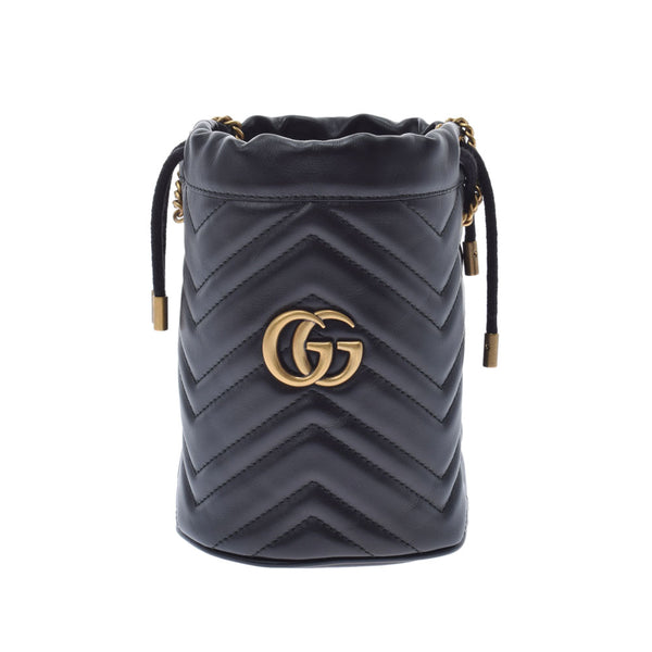 GUCCI Gucci GG Malmont Mini Baguet Bag Black Gold Bracket 575163 Ladies Leather Shoulder Bag A Rank used Ginzo