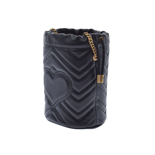 GUCCI Gucci GG Malmont Mini Baguet Bag Black Gold Bracket 575163 Ladies Leather Shoulder Bag A Rank used Ginzo