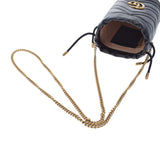 Gucci Gucci GG Malmont Mini Baguet Bag黑色金支架575163女士皮革肩袋A级使用Ginzo