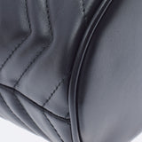 Gucci Gucci GG Malmont Mini Baguet Bag黑色金支架575163女士皮革肩袋A级使用Ginzo