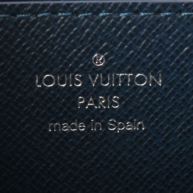 LOUIS VUITTON Louis Vuitton Taiga Zippy XL Blue Marine M44276 Unisex Leather Long Wallet AB Rank Used Ginzo