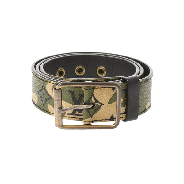 LOUIS VUITTON Louis Vuitton Santule Monograph Maiflage 90cm Camouflage M9646U Men's Leather Belt B Rank used Ginzo