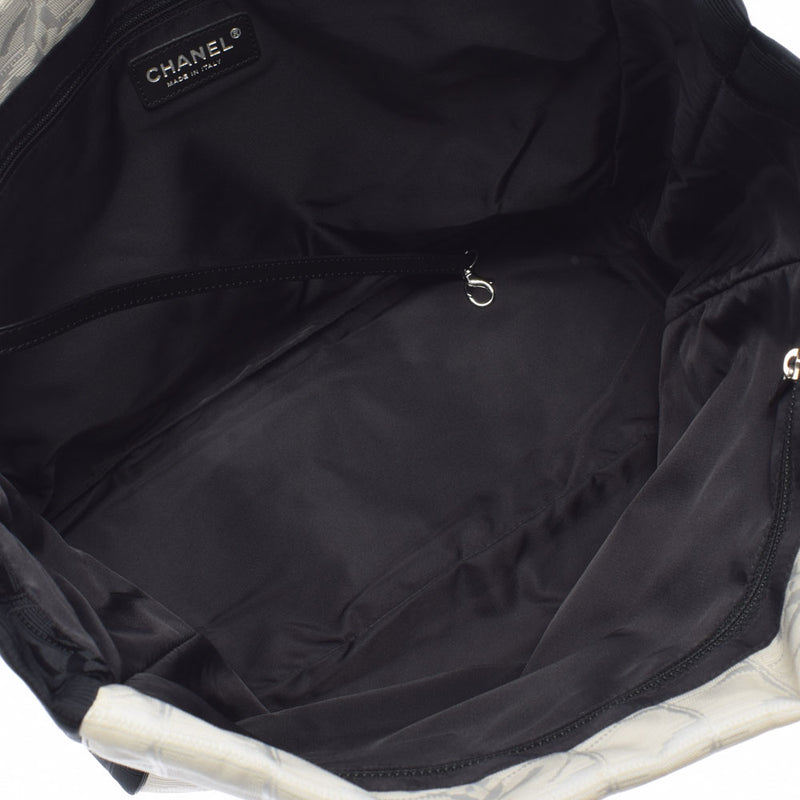 CHANEL Chanel Neutral Line Tote MM Black/White Unisex Nylon/Leather Handbag AB Rank Used Ginzo