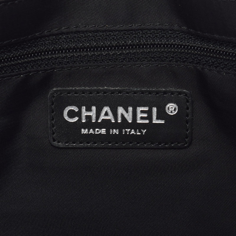 CHANEL Chanel Neutral Line Tote MM Black/White Unisex Nylon/Leather Handbag AB Rank Used Ginzo