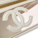 香奈儿香奈儿（Chanel Chanel）水平洗手盆袋白色金色支架女士拉姆皮肤/乙烯基手提包B等级用ginzo