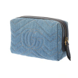 GUCCI Gucci GG Marmont Flower Embroidery Japan Limited Blue 476165 Ladies Denim Pouch Unused Ginzo