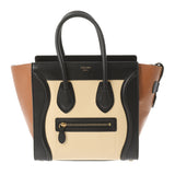 CELINE セリーヌ マイクロラゲージ  トリコロール 黒/ベージュ/茶 レディース カーフ ハンドバッグ Bランク 中古 銀蔵