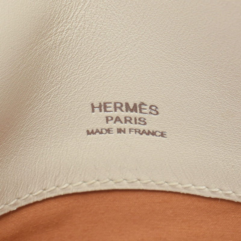 HERMES エルメス サックイブー MM 茶/白 シルバー金具 □J刻印(2006年頃) ユニセックス キャンバス/カーフ ハンドバッグ ABランク 中古 銀蔵