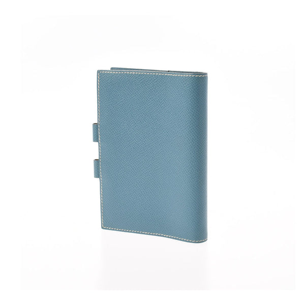 HERMES エルメス ブルージーン シルバー金具 □B刻印(1998年頃) ユニセックス クシュベル 手帳カバー ABランク 中古 銀蔵