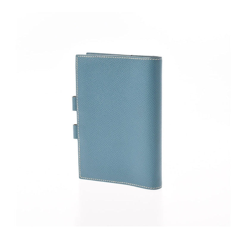 HERMES エルメス ブルージーン シルバー金具 □B刻印(1998年頃) ユニセックス クシュベル 手帳カバー ABランク 中古 銀蔵