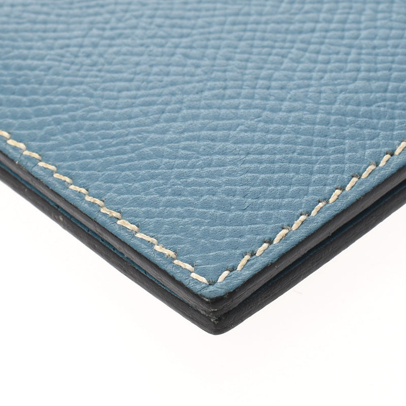 HERMES エルメス ブルージーン シルバー金具 □B刻印(1998年頃) ユニセックス クシュベル 手帳カバー ABランク 中古 銀蔵