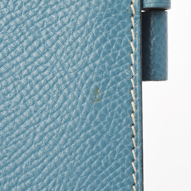 HERMES エルメス ブルージーン シルバー金具 □B刻印(1998年頃) ユニセックス クシュベル 手帳カバー ABランク 中古 銀蔵