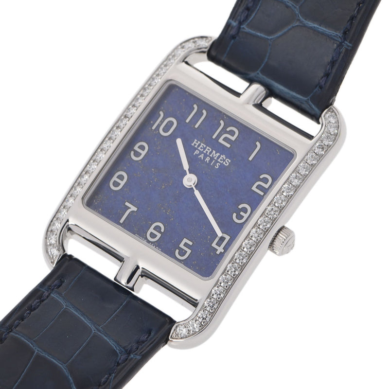 HERMES Hermes Coded Duble Tour Bezel Diamond CC3.730 Men's SS/Leather Watch Quartz Lapis Lazuri Dial A Rank used Ginzo