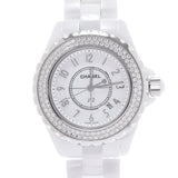 CHANEL Chanel Chanel J12 33mm Bezel Diamond H0967 Ladies White Ceramic/SS Watch Quartz White Dial A Rank Used Ginzo